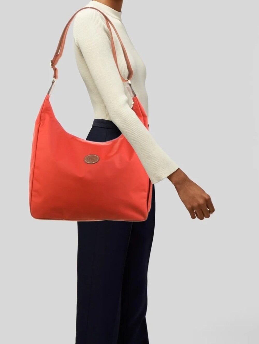 Longchamp Le Pliage Large Orange Nylon Crossbody Hobo Bag